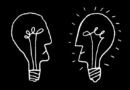 Illustration of two lightbulbs talking to each other