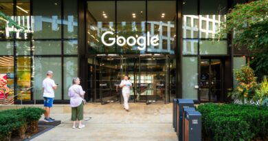 People outside the Google headquarters at King's Cross in London.