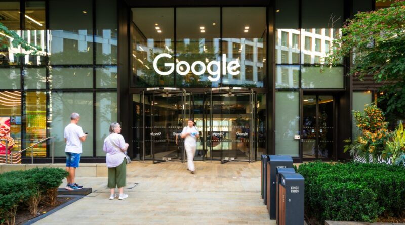 People outside the Google headquarters at King's Cross in London.