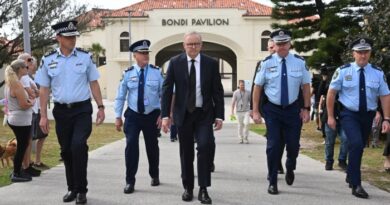 Anthony Albanese visits the Bondi Pavilion where he laid flowers at Bondi Beach in Sydney, Monday, Dec