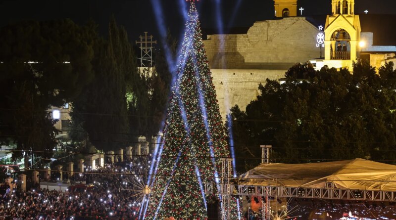 Bethlehem lights up Christmas tree amid hopes for economic recovery