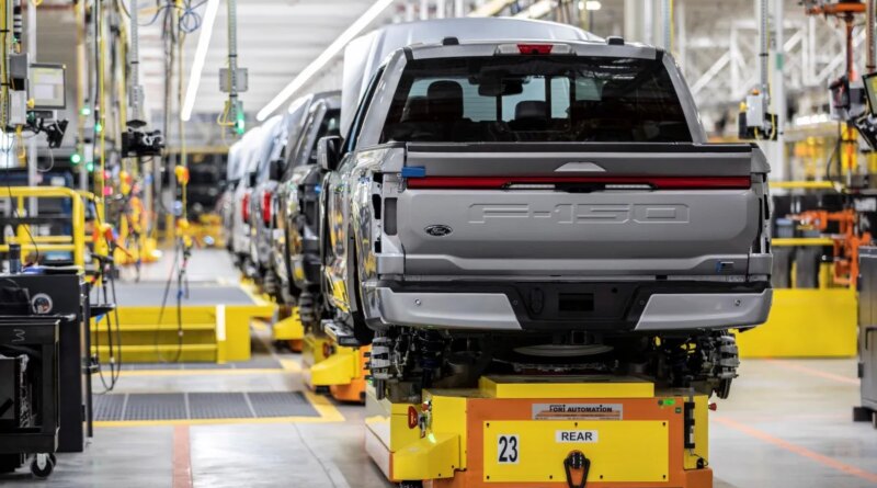 Ford F-150 Lightning electric truck assembly line