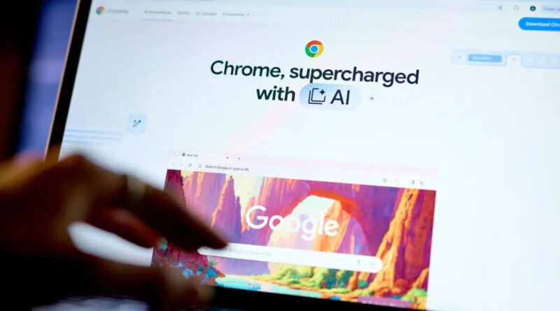 The Google Chrome website on a laptop compute