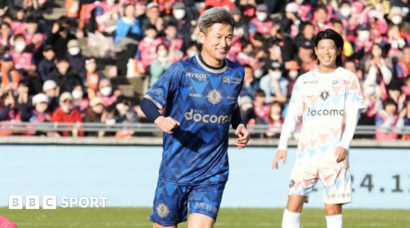 Kazuyoshi Miura running off after scoring