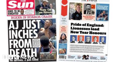 Newspaper headlines: Anthony Joshua in 'horror crash'