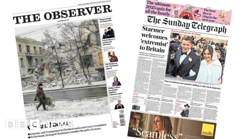 Newspaper headlines: 'War and peace' and 'Ramsay and Peaty take the plunge'