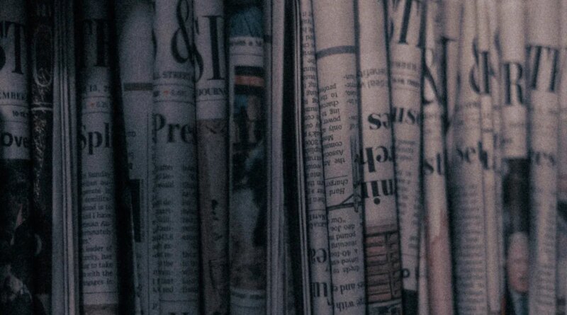 A stack of newspapers.