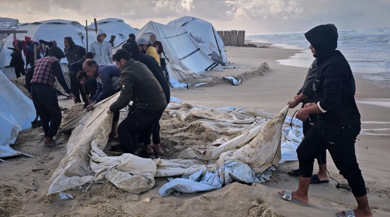 Winter floods wreak havoc on Gaza displacement camps as Israel blocks aid
