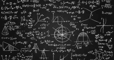 Image of math equations written on a blackboard.