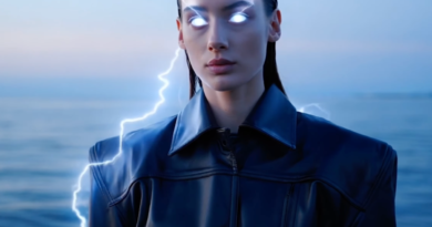 Higgsfield AI generated image of woman with lightening eyes