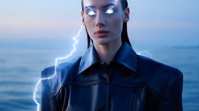 Higgsfield AI generated image of woman with lightening eyes