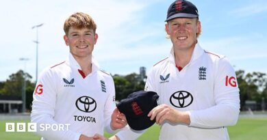 Thomas Rew (left) and James Rew (right) during a match for England Lions