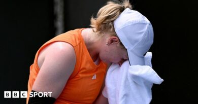 Francesca Jones receives treatment on court at the Australian Open