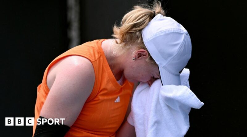 Francesca Jones receives treatment on court at the Australian Open