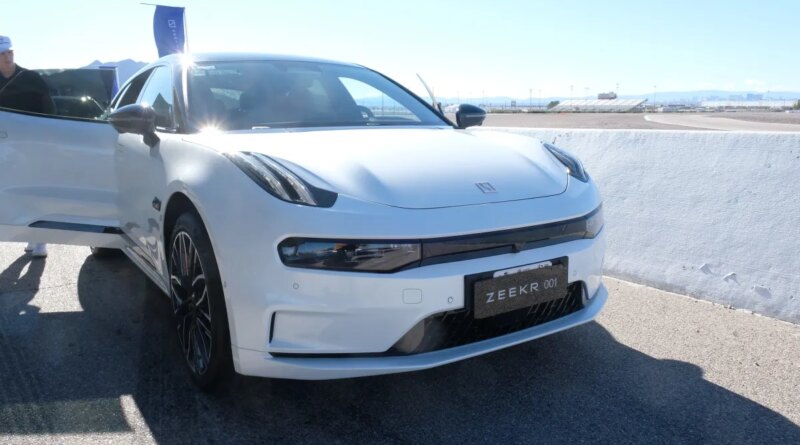 The Zeekr 001 at Las Vegas Motor Speedway during the 2026 Consumer Electronics Show