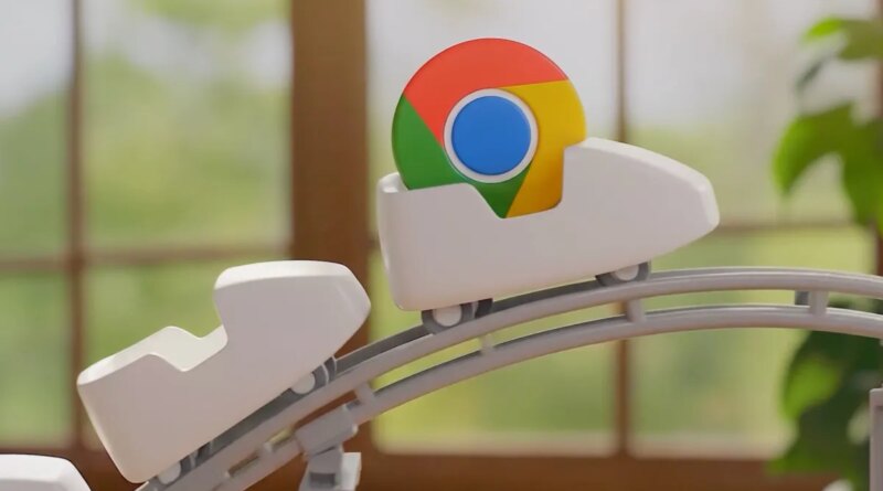 Google Chrome logo on a rollercoaster toy