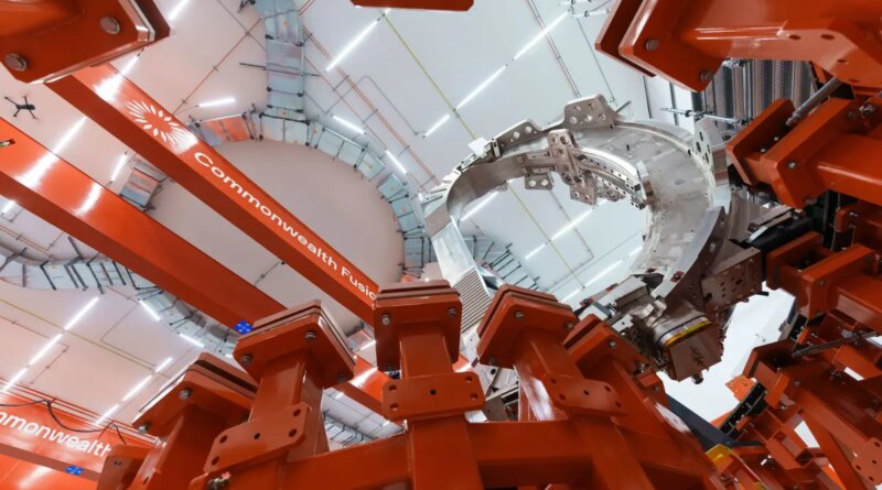 A magnet is installed at CFS's Sparc reactor.