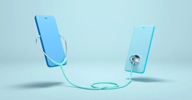 Concept design Online Doctor. Two Phones using stethoscope.