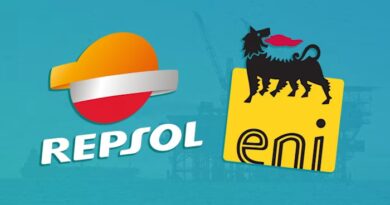 Logos of Spain’s Repsol and Italy’s Eni