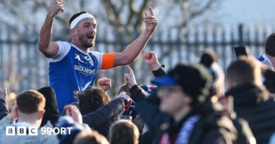 A banner paying tribute to Ethan McLeod at Macclesfield