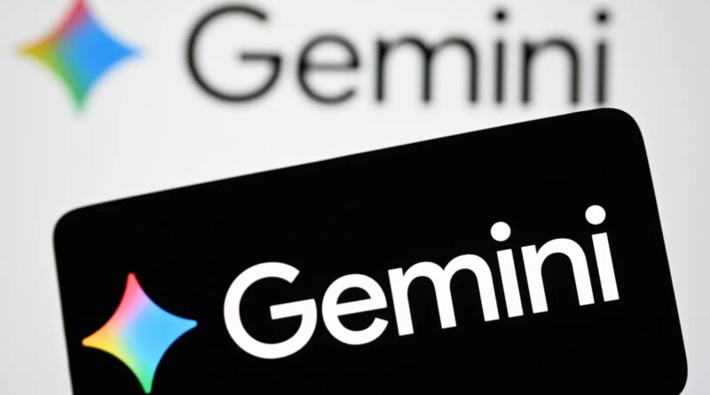 a Gemini logo of a generative artificial intelligence chatbot developed by Google AI is seen on a smartphone