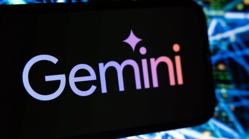 The Google Gemini generative AI logo on a smartphone.