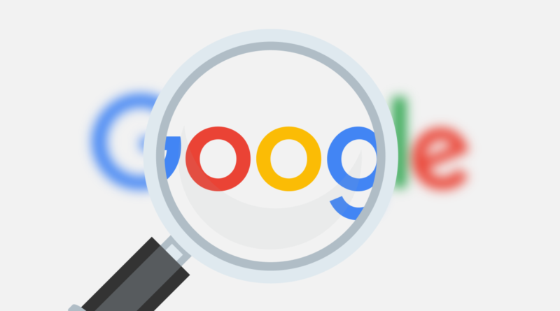 Magnifying glass over Google logo