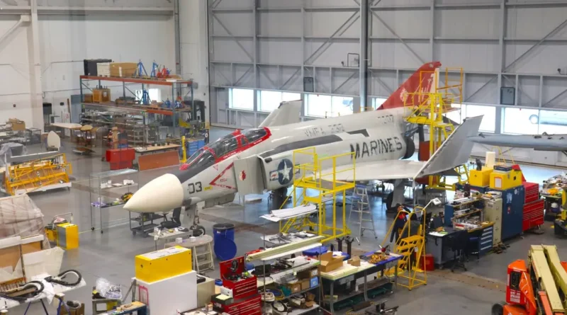 Inside the restoration hangar where the National Air and Space Museum repairs and preserves historic aircraft for display
