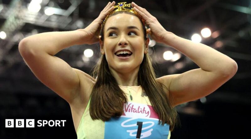 Isabelle Boffey puts on a crown