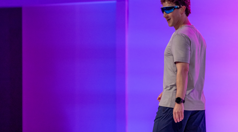 Mark Zuckerberg wears a pair of Meta Oakley Vanguard AI glasses during the Meta Connect event in Menlo Park, California, on Sept. 17, 2025.