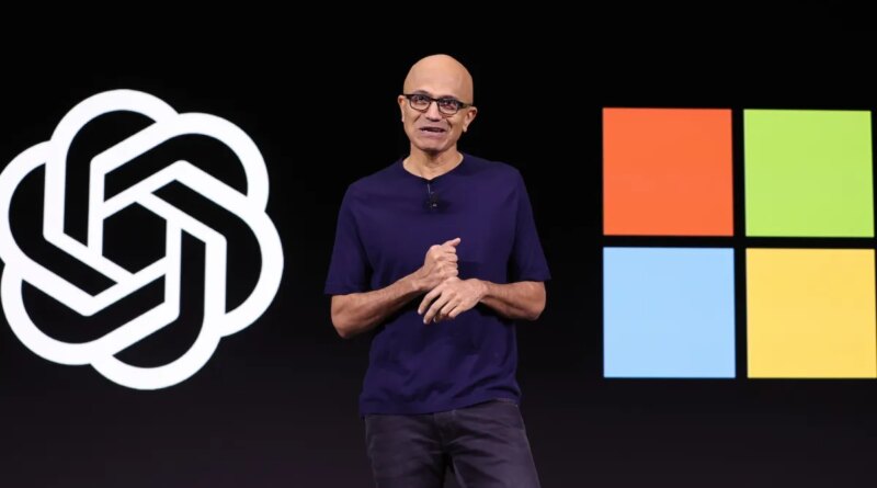 Microsoft CEO Satya Nadella speaks during the OpenAI DevDay event on November 06, 2023 in San Francisco