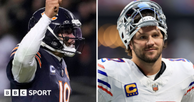 Sam Darnold of the Seattle Seahawks and 49ers counterpart Brock Purdy