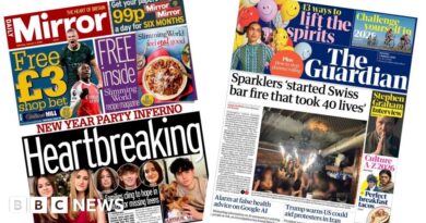 Newspaper headlines: 'Families cling to hope' after Swiss resort fire and 'Trump warns Iran'