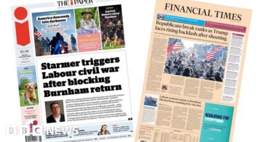 Newspaper headlines: 'Starmer triggers Labour civil war' and 'Republicans break ranks'