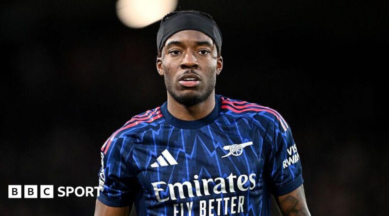 Noni Madueke on the pitch during Arsenal v Leeds