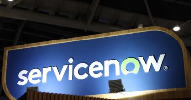 ServiceNow logo at Singapore FinTech Festival in November 2023.