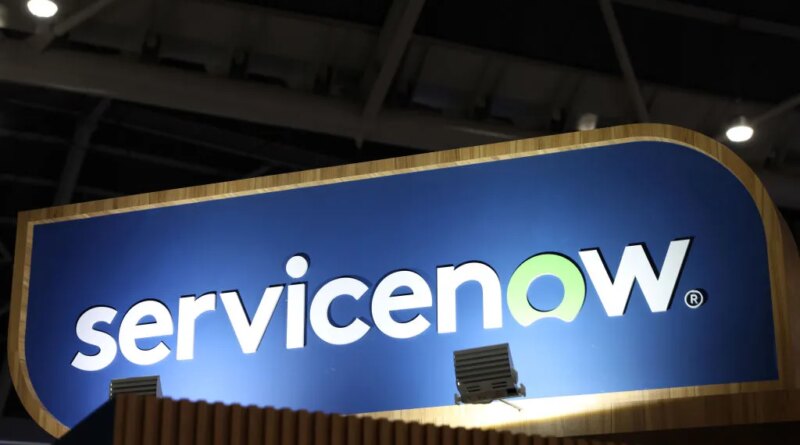 ServiceNow logo at Singapore FinTech Festival in November 2023.