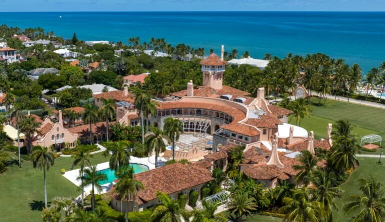 An aerial view of former President Donald Trump's sprawling beachside Mar-a-Lago club in Palm Beach, Fla., on Aug. 31, 2022.
