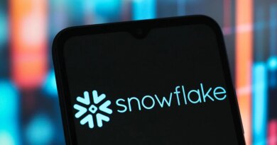 In this photo illustration, the Snowflake logo is seen displayed on a smartphone screen.