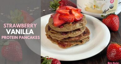 Strawberry Vanilla Protein Pancakes (no eggs)