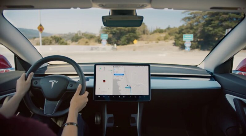 dashboard view of Tesla's autopilot screen