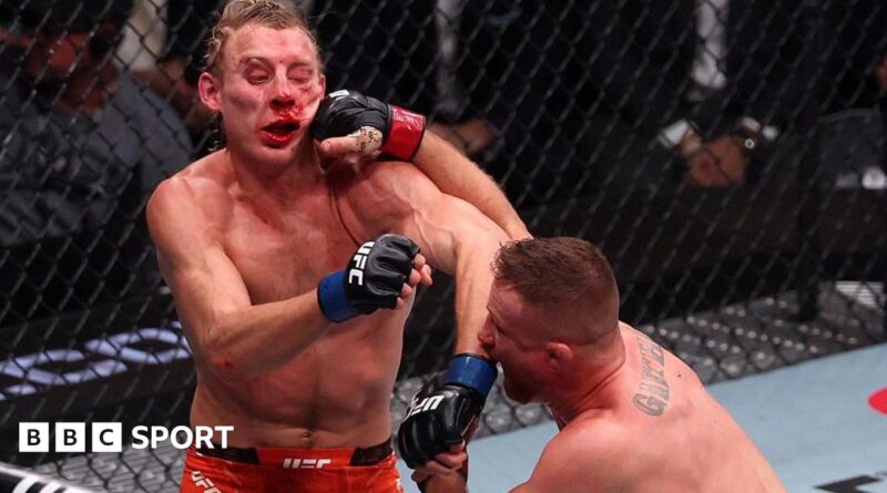 Paddy Pimblett is punched by Justin Gaethje