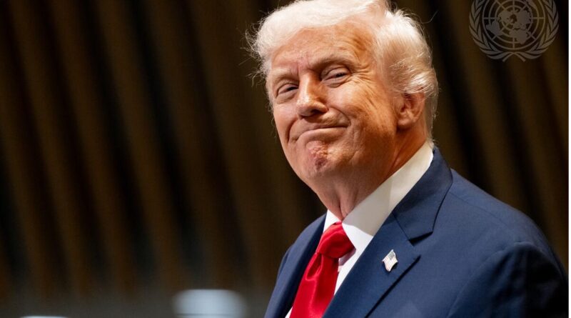 Donald Trump, President of the United States of America, addresses the general debate of the General Assembly’s eightieth session in 2025. Credit: UN Photo/Evan Schneider.