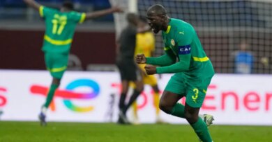 Senegal's Kalidou Koulibaly celebrates the second goal during the Africa Cup of Nations group D soccer match between Benin and Senegal in Tangier, Morocco, Tuesday, Dec. 30, 2025. (AP Photo/Themba Hadebe)