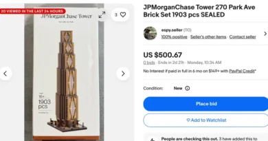 A LEGO-style replica of JPMorgan's new 270 Park skyscraper has an internal waitlist and is listed for $500 on eBay