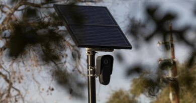 A Flock surveillance camera in Houston, Texas, US, on Wednesday, Feb. 4, 2026. Flock counts more than 6,000 customers that are using its license plate readers, camera-equipped drones, gunshot detection devices and software, with customers in every state except Alaska. Photographer: Antranik Tavitian/Bloomberg via Getty Images