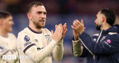 A graphic of Premier League players from every team in the division in 2025-26 season, with the Premier League trophy in front of them.