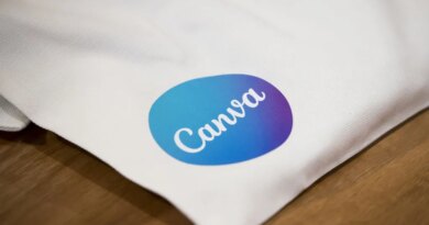 Canva logo on bag sitting on a table.