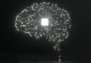 Digital image of artificial intelligence human brain on black background.
