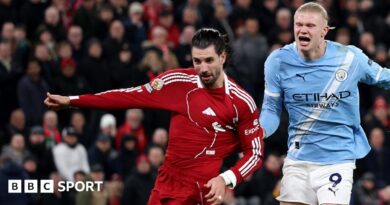 A graphic of Premier League players from every team in the division in 2025-26 season, with the Premier League trophy in front of them.
